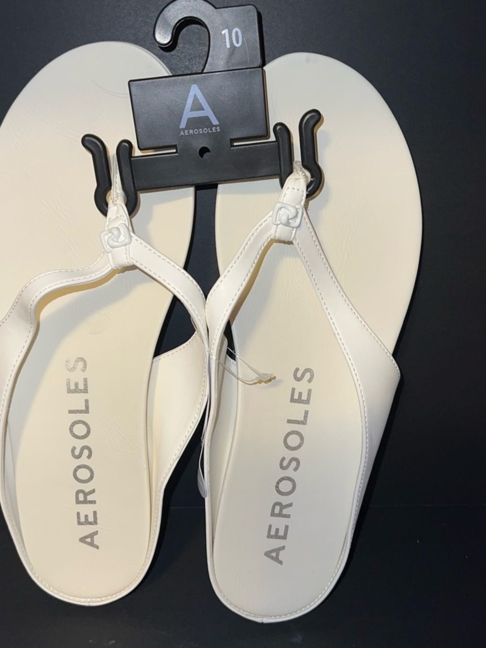 AEROSOLES White T-Strap Flip Sandals